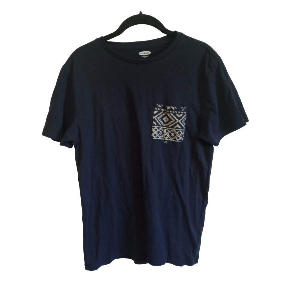 Old Navy Navy Blue Tee‎ with Tribal print front pocket